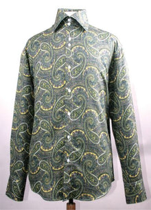 Mens Paisley Shirts - Club Fashion Dress Shirt Spread Collar in  Color Mustard