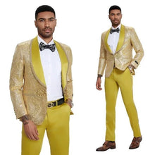 2026 Prom Special Mustard Paisley 2pc Mens Suit by Tazzio