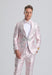 Men's Fancy Pink Floral Paisley Prom Tuxedo with Silver Trim Cheap Prom Tuxedos
