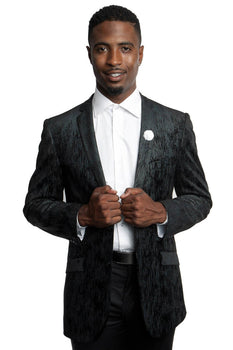 Mens Black Blazer - Men's Slim Fit Tie Dye Gradient Pattern Sports Coat in Black