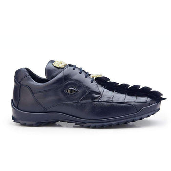 Belvedere Vasco Night Blue Genuine Hornback Crocodile Soft Calf Casual Sneakers with Eyes - Image 2