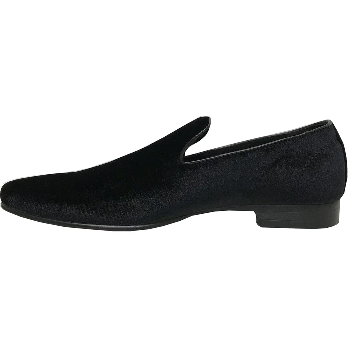 Bravo Mens Modern Slip On Velvet Tuxedo Loafer in Black - Men's Dress Shoes