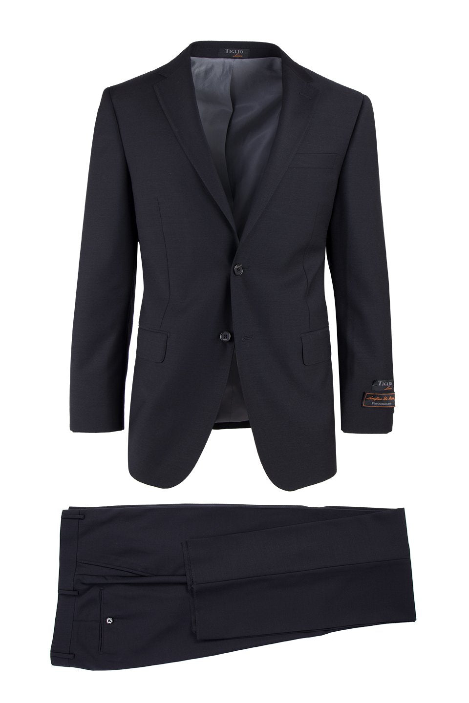 Novello Black, Modern Fit, Pure Wool Suit by Tiglio Luxe Modern Fit