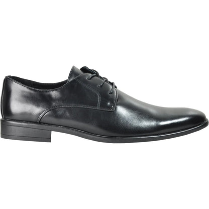 Bravo Mens Pointed Plain Toe Oxford Dress Shoe in Black