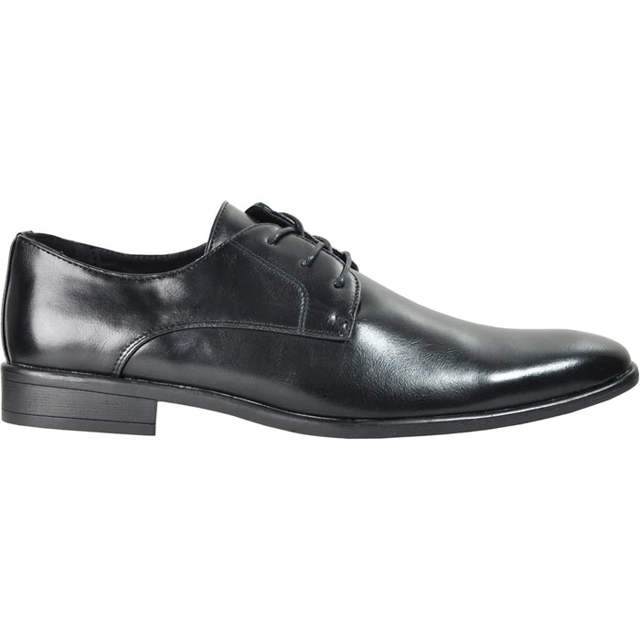 Bravo Mens Pointed Plain Toe Oxford Dress Shoe in Black