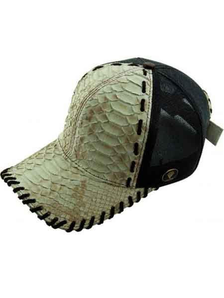 Post Mix Python Cap Natural Genuine Ostrich Python Baseball Cap — MensUSA