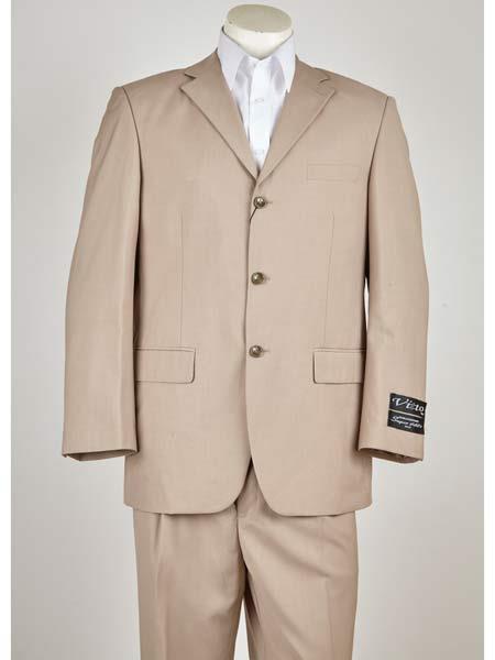 Men's Natural Classic Fit 3 Button Closure Suit