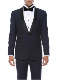 Navy 1-Button Shawl Tuxedo