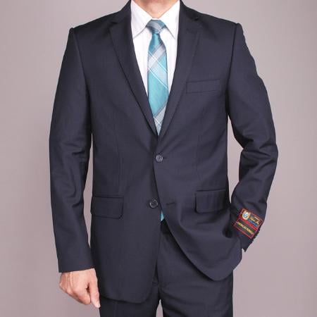 Men's Slim Fit Suit - Fitted Suit - Skinny Suit Men's Wide - fish cut styling for Sale- Dress Suit For Men 2 Piece Suits - Two piece Business Dark Blue Suit