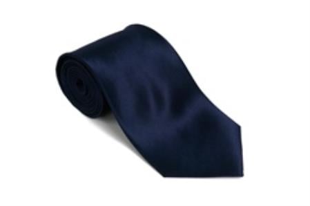 Navyblue 100% Silk Solid Necktie With Handkerchief -Men'S Neck Ties - Mens Dress Tie - Trendy Mens Ties
