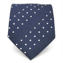 Slim Navy Blue Polka Dot Classic Necktie with Matching Handkerchief - Tie Set - Men's Neck Ties - Mens Dress Tie - Trendy Mens Ties