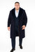 Mens Navy Blue Overcoat with Faux Fur Collar – Luxury Long Winter Coat for Formal and Casual Wear Topcoat
