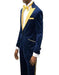 Navy Blue Velvet With Gold Lapel Tuxedo Navy Blue