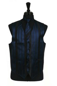 Dress Tuxedo Wedding Vest/Tie/Bowtie Sets (Navy Blue-Black Combination) Buy 10 Of Same Color Tie For $25 Each - Men'S Neck Ties - Mens Dress Tie - Trendy Mens Ties