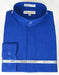 Navy Button Down Style Banded Collar Dress Shirt