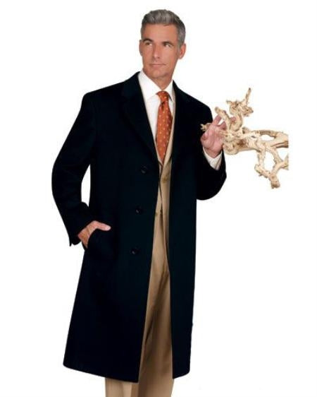 Men'S Dress Coat Real 100% Cashmere Overcoat Available In Black Or Navy Blue Or Charcoal Or Camel Color
