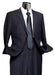Dark Navy Wide Pinstripe 2 Button Men's Suit - Dark Blue Suit
