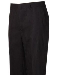 Men's Flat Front Style Navy Striped Pattern Wool Atticus Classic Fit Pant unhemmed unfinished bottom