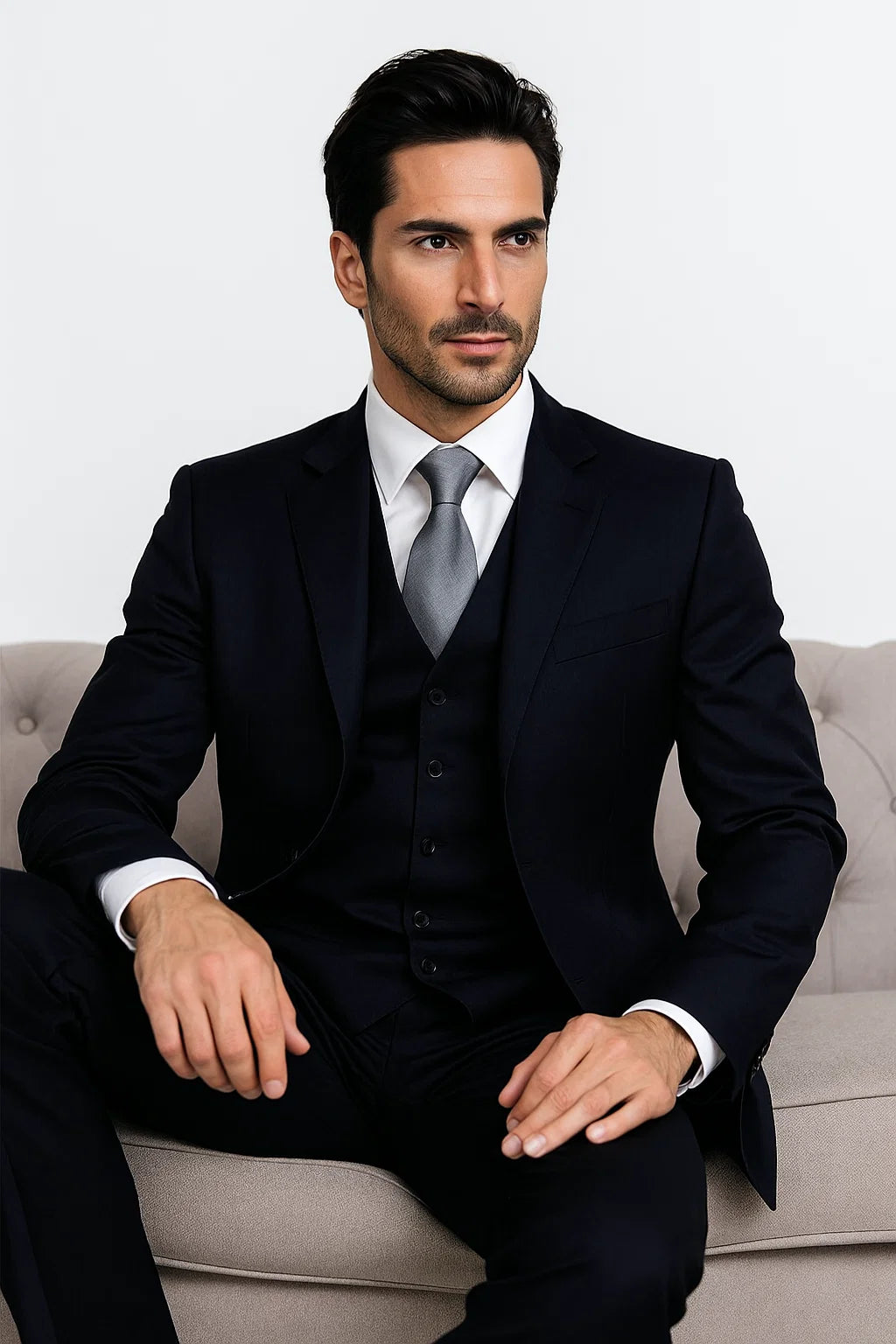 Navy-Three Button Suit 