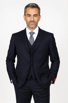 Navy-Three Button Suit 