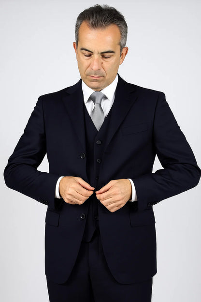 Navy-Three Button Suit 