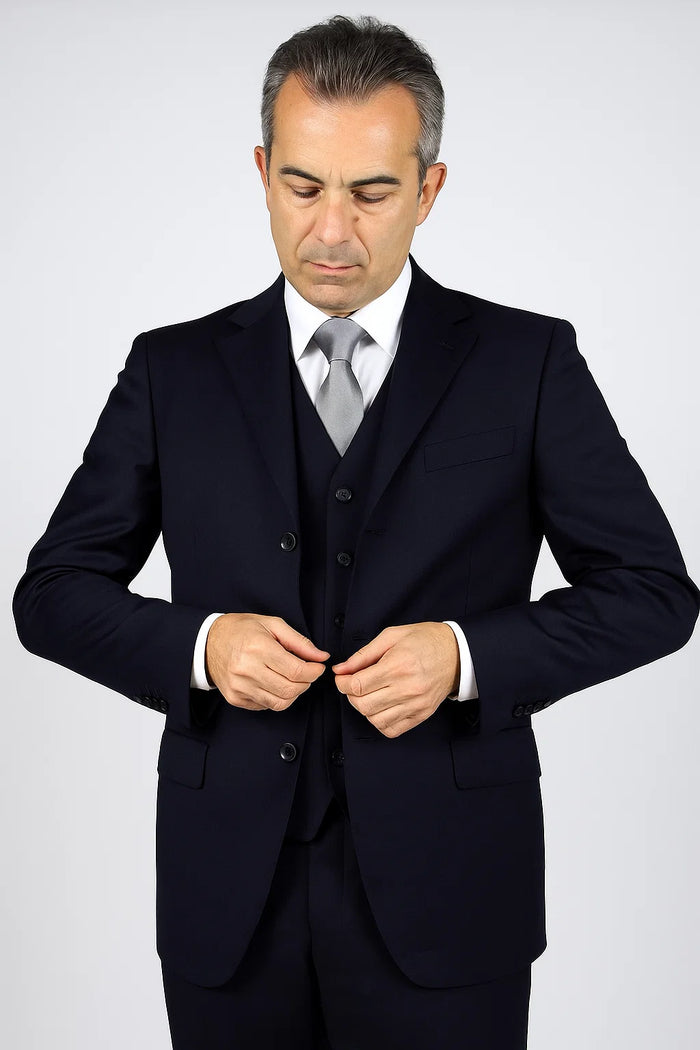Navy-Three Button Suit 