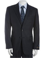 Men's Dark Navy Birdseye 2-Button Suit With Single Pleated Pants