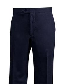 Men's Navy Wool Flat Front Dress Pants unhemmed unfinished bottom