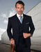 Navy Wool Ticket Pocket Fabric Double Breasted Suit