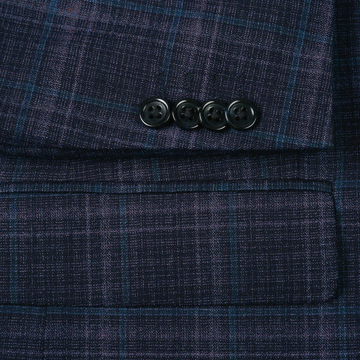 Saco vaquero - Western Sport Coat - Western Blazer- Mens Two Button Classic Fit Wool Stretch Sport Coat Blazer In Dark Navy Blue Windowpane Plaid