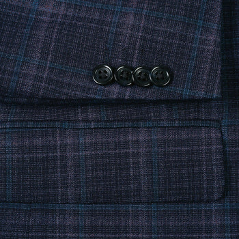 Saco vaquero - Western Sport Coat - Western Blazer- Mens Two Button Classic  Wool Stretch Sport Coat Blazer In Dark Navy Blue Windowpane Plaid