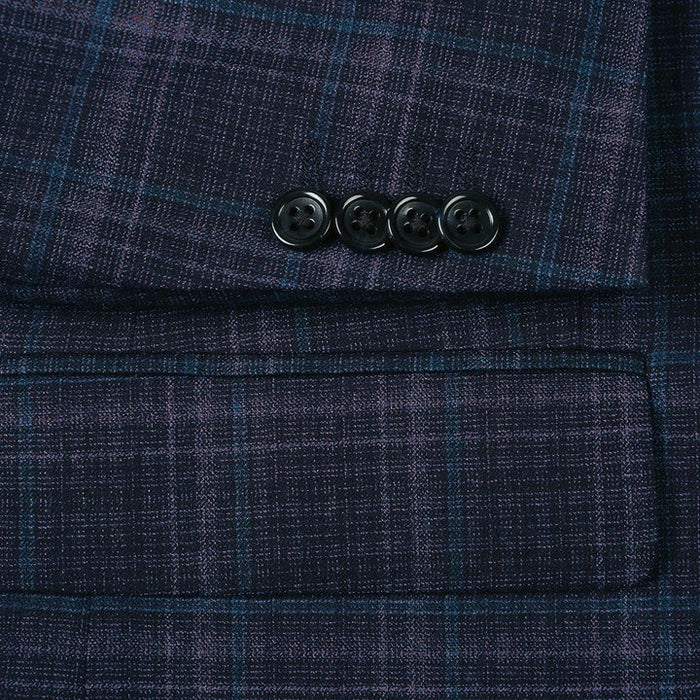 Saco vaquero - Western Sport Coat - Western Blazer- Mens Two Button Classic  Wool Stretch Sport Coat Blazer In Dark Navy Blue Windowpane Plaid