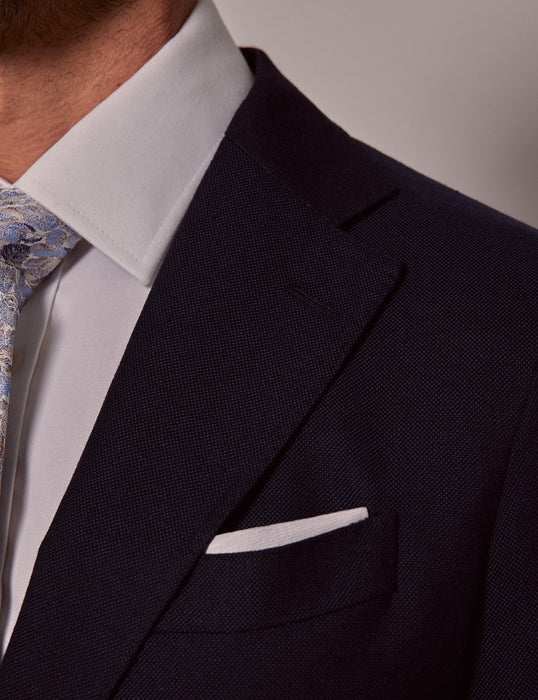 Mens Linen Suit For Beach Wedding - Summer Slim Suit in Navy
