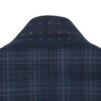 Saco vaquero - Western Sport Coat - Western Blazer- Mens Two Button Classic  Wool Stretch Sport Coat Blazer In Dark Navy Blue Windowpane Plaid