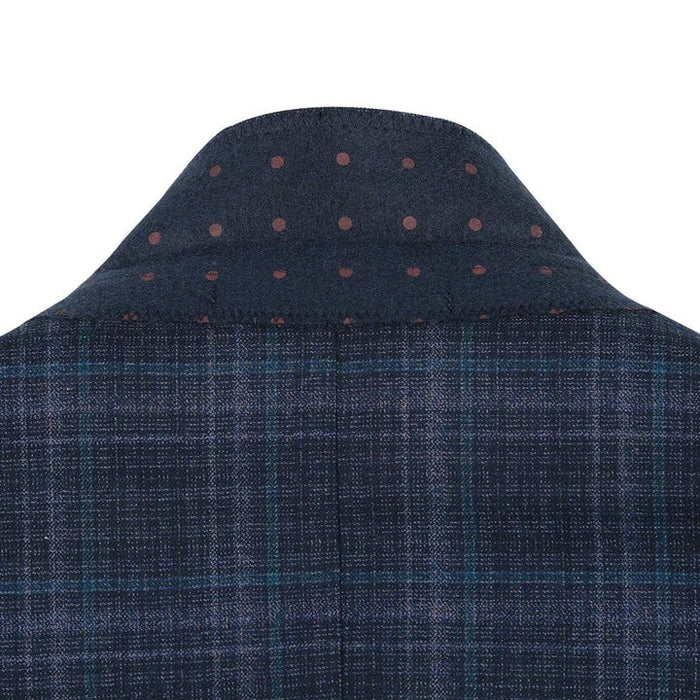 Saco vaquero - Western Sport Coat - Western Blazer- Mens Two Button Classic  Wool Stretch Sport Coat Blazer In Dark Navy Blue Windowpane Plaid