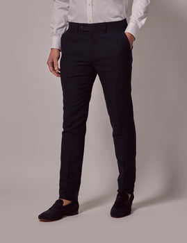 Mens Linen Suit For Beach Wedding - Summer Slim Suit in Navy