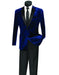 Mens Velvet Two Button Notch Tuxedo in Navy Blue