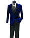 Mens Velvet Two Button Notch Tuxedo in Navy Blue