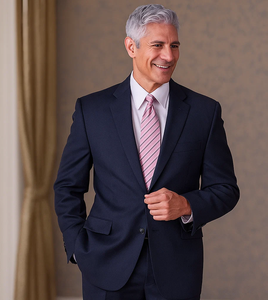 Cheap Plus Size Suits For Men - Big and Tall Suit For Big Guys Solid Navy Blue 2 Button