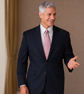 Cheap Plus Size Suits For Men - Big and Tall Suit For Big Guys Solid Navy Blue 2 Button