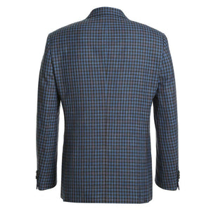 Saco vaquero - Western Sport Coat - Western Blazer - Mens Two Button Slim Fit Wool Sport Coat Blazer In Navy Blue & Burgundy Mini Check