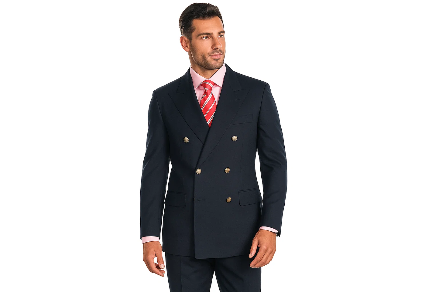 Highest Quality Navy Blue Double Breasted Cheap Priced Unique Dress Blazer For Men Jacket For Men Sale With Best Cut & Fabric - Image 2
