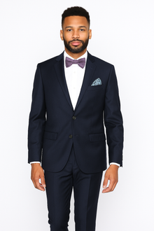 Rossiman Rossi Navy Blue Slim Fit Suit – Peak Lapel Tailored Formalwear for Men