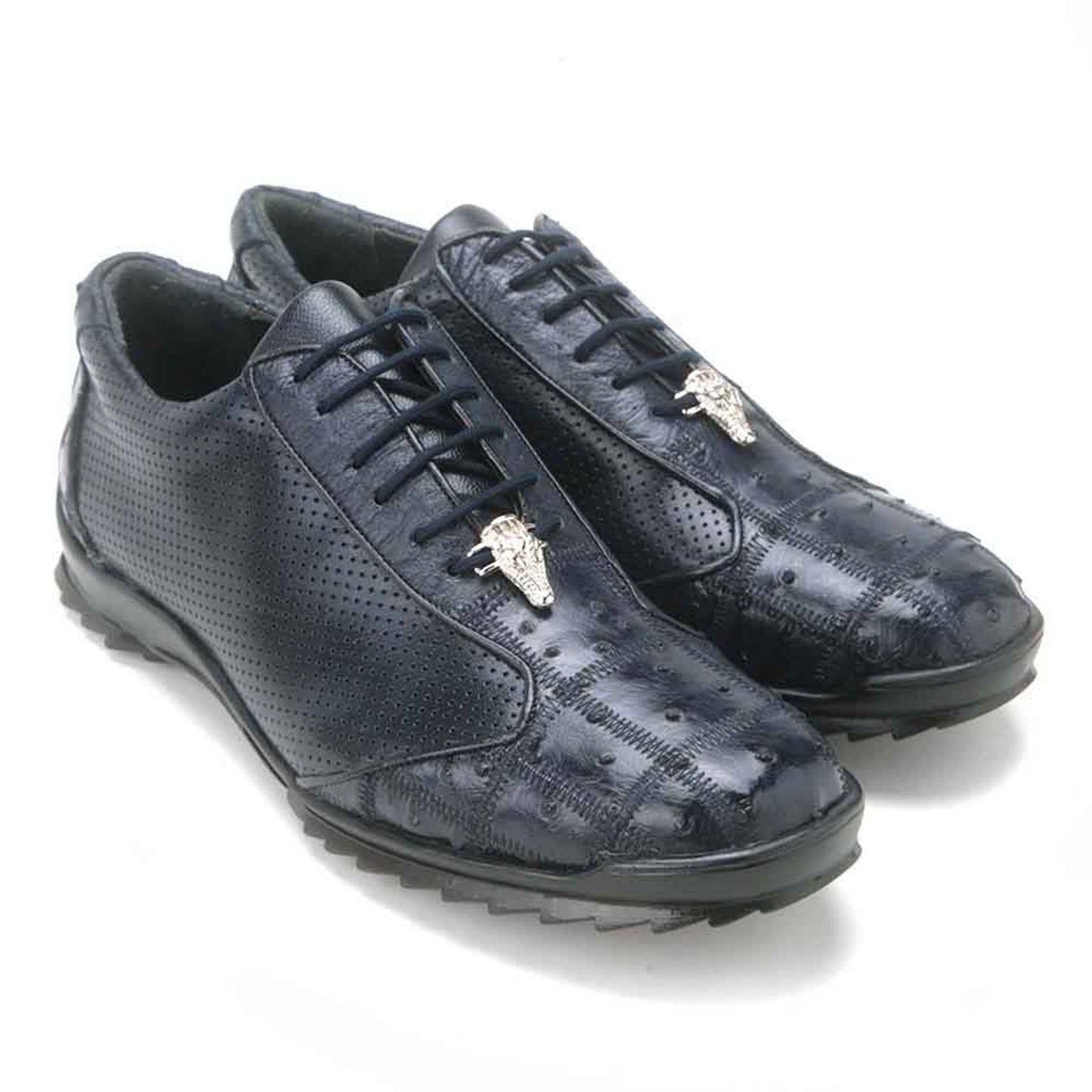 Mens Exotic Sneakers - Alligator Sneakers By Brand  in Color Navy Blue - Image 4