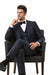 Men’s Navy Blue Vintage Tweed Wedding Suit – Two Button Jacket with Matching Vest