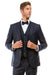 Men’s Navy Blue Vintage Tweed Wedding Suit – Two Button Jacket with Matching Vest