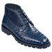 Navy Genuine Caiman Crocodile Belly Ankle Boot by Alligator Warehouse