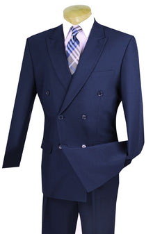 Lucci Navy Double-Breasted Suit with Pleated Slacks