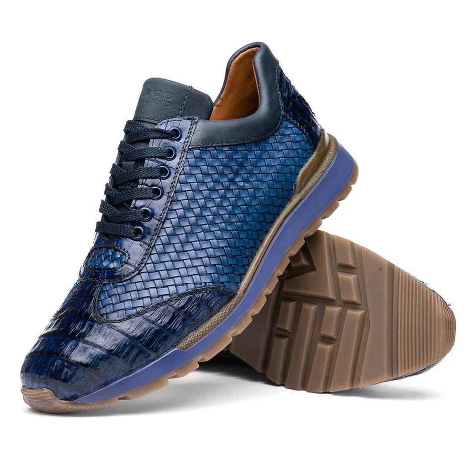 Casual, Handmade, Comfortable, Genuine Leather Mens Shoes 9744 Navy Blue