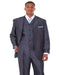 Three Button Suit - Classic Fit Pleated Pants - Mens 3 Button Vested Shiny Sharkskin Narrow Pinstripe Navy Blue Suit